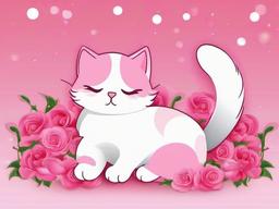 cute cat pink wallpaper  ,desktop background wallpaper