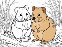 quokkas cute animals coloring page 