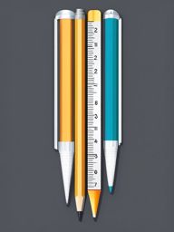 Pencil and Ruler Icon - Pencil and ruler icon for drawing and measurement,  color vector clipart, minimal style