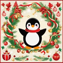 Penguin Christmas - Infuse your holiday projects with the magic of Christmas through delightful penguin-themed illustrations.  color vector clipart