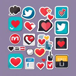 Social media heart and like sticker- Digital approval, , sticker vector art, minimalist design