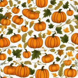 November clipart - harvest season with pumpkins and crops  