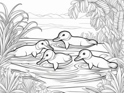 platypuses cute animals coloring page 