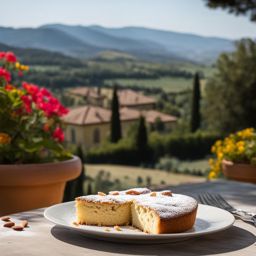 sbrisolona, italian crumbly almond cake, devoured at a picturesque villa in tuscany. 