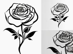 Flower Rose Tattoo - Tattoo featuring a combination of a flower and a rose design.  simple color tattoo,minimalist,white background