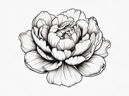 Peony Flower Tattoo - Tattoo featuring the peony flower, known for beauty and prosperity.  simple color tattoo,minimalist,white background