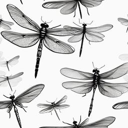 drawing of dragonflies in flight  minimal rough sketch scribbles,doodles,black and white