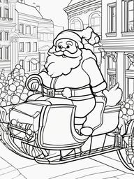 Santa in a Christmas Parade Coloring Pages - Leading a Festive Holiday Parade  minimal black outline printable sheet, coloring page