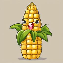 Corn clipart - cartoon corn character  vector clipart