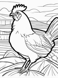 Chicken Coloring Pages - Clucking Egg Laying Barn Bird  minimal black outline printable sheet, coloring page