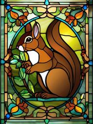 Stained Glass Squirrel - Add a touch of woodland charm with stained glass squirrel designs, featuring these lively creatures in vibrant and whimsical compositions.  