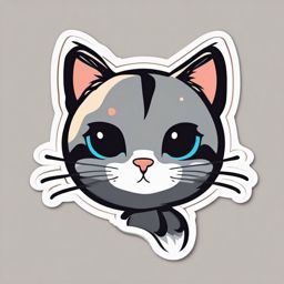 Cat Sticker - Cute cat character, ,vector color sticker art,minimal