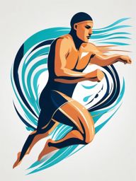 Swimming Freestyle Stroke Clipart - A swimmer in the freestyle stroke.  color vector clipart, minimal style