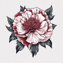 Garnet Carnation Tattoo,Captivation of the garnet hue in a carnation tattoo, expressing richness and elegance.  simple color tattoo,minimal vector art,white background