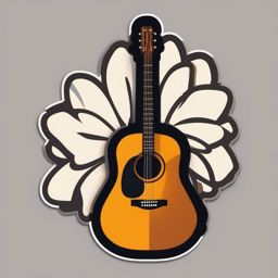 Acoustic Guitar Sticker - Strumming along with the warm tones of an acoustic guitar, , sticker vector art, minimalist design