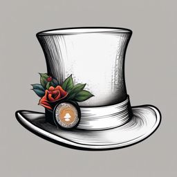 Mad Hatter's hat tattoo.  color tattoo minimalist white background