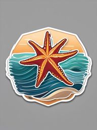 Sea Star Sticker - A mesmerizing sea star with multiple arms, ,vector color sticker art,minimal