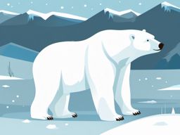 Cute Polar Bear in an Arctic Retreat  clipart, simple