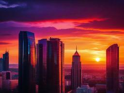 Sunset Wallpaper - Vivid colors over cityscape at dusk.  sunset background