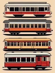 Streetcar Clipart - A vintage streetcar for urban transport.  transport, color vector clipart, minimal style