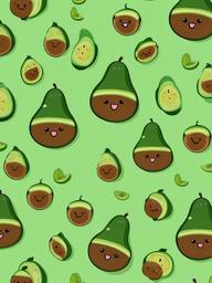 Cute Avocado Wallpaper - Smiling avocados in a kawaii style  ,mobile iphone background wallpaper