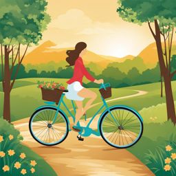 bicycle clipart - pedaling along a scenic path. 