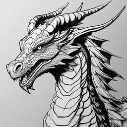 drawing of a western dragon  minimal rough sketch scribbles,doodles,black and white