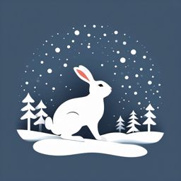 Snowy rabbit sticker- Hopping through the snow, , sticker vector art, minimalist design