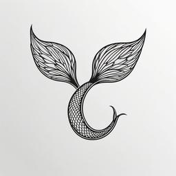 Small Mermaid Tail Tattoo - Embrace simplicity with a small-sized and charming mermaid tail tattoo design.  simple vector color tattoo,minimal,white background