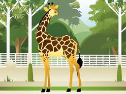 Giraffe clipart - giraffe in a zoo setting  