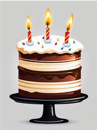 Party cake with candles being blown out clipart.  vector style illustration, white background