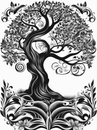 tree tattoo black and white design 