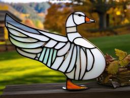 Stained Glass Farm Goose - Goose with wings spread wide  