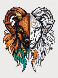 aries and virgo combined tattoo  simple vector color tattoo