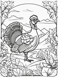 Thanksgiving Turkey Hunt Coloring Pages - Fun Activity for the Holiday  minimal black outline printable sheet, coloring page