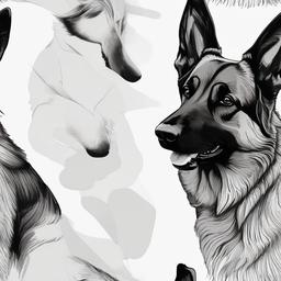 sketch of german shepherd  minimal rough sketch scribbles,doodles,black and white