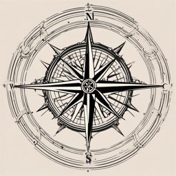 Sailing ship compass rose tattoo. Guided by rebellion.  minimal color tattoo design