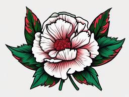 Carnation Tattoo Traditional,Classic and timeless artistry in a traditional carnation tattoo, featuring bold lines and vibrant colors.  simple color tattoo,minimal vector art,white background