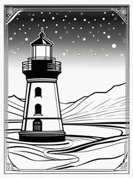 Winter Lighthouse Coloring Pages - Beacon Shining in Snowy Weather  minimal black outline printable sheet, coloring page