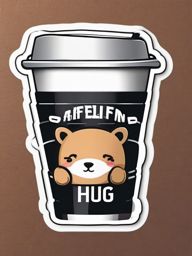 Cute Coffee Cup sticker- Caffeine Hug Charm, , color sticker vector art