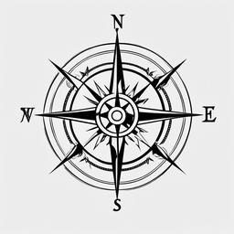 One Piece Compass Tattoo - Compass tattoo inspired by the anime/manga One Piece.  simple vector tattoo,minimalist,white background