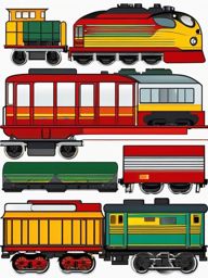 Train Clipart, Locomotives and train carriages on the tracks. 