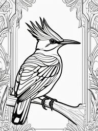 Hoopoe Coloring Pages - Crowned Colorful Insect Catcher  minimal black outline printable sheet, coloring page