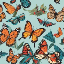 Butterflies clipart - Butterflies fluttering in the garden, ,vector color clipart,minimal