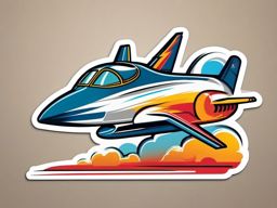 Jet Plane Sticker - Speeding through clouds, ,vector color sticker art,minimal