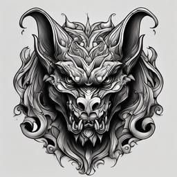 evil gargoyle tattoos  simple color tattoo design,white background