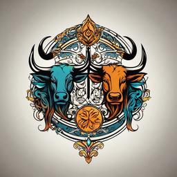 aquarius and taurus tattoo  simple vector color tattoo