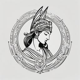 Athena Symbol Tattoo - Express the qualities of wisdom and strategy with a tattoo featuring symbols associated with Athena, the goddess of wisdom.  simple color tattoo design,white background