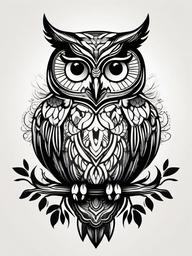 Owl Tattoo - Embrace wisdom and mystery with a timeless owl-themed tattoo.  simple color tattoo,vector style,white background