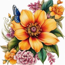 September flower of the month tattoo, Tattoos representing the birth flower for the month of September.  vivid colors, white background, tattoo design